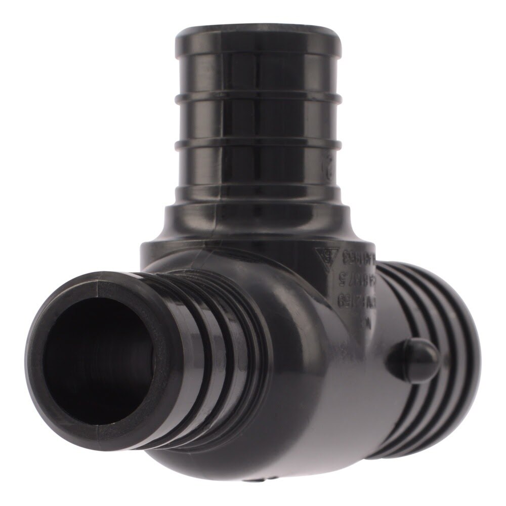 SharkBite UP414 1 in x 3/4 in x 3/4 in Poly Barb Reducing Tee for PEX and PE-RT Pipe