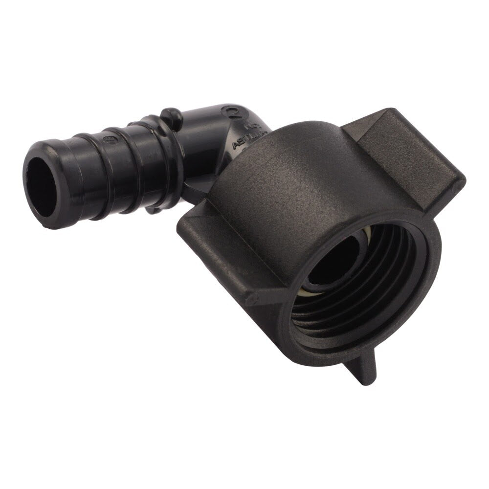 SharkBite UP532 1/2 in x 1/2 in Poly Barb Swivel Adapter Elbow for PEX with FNPT