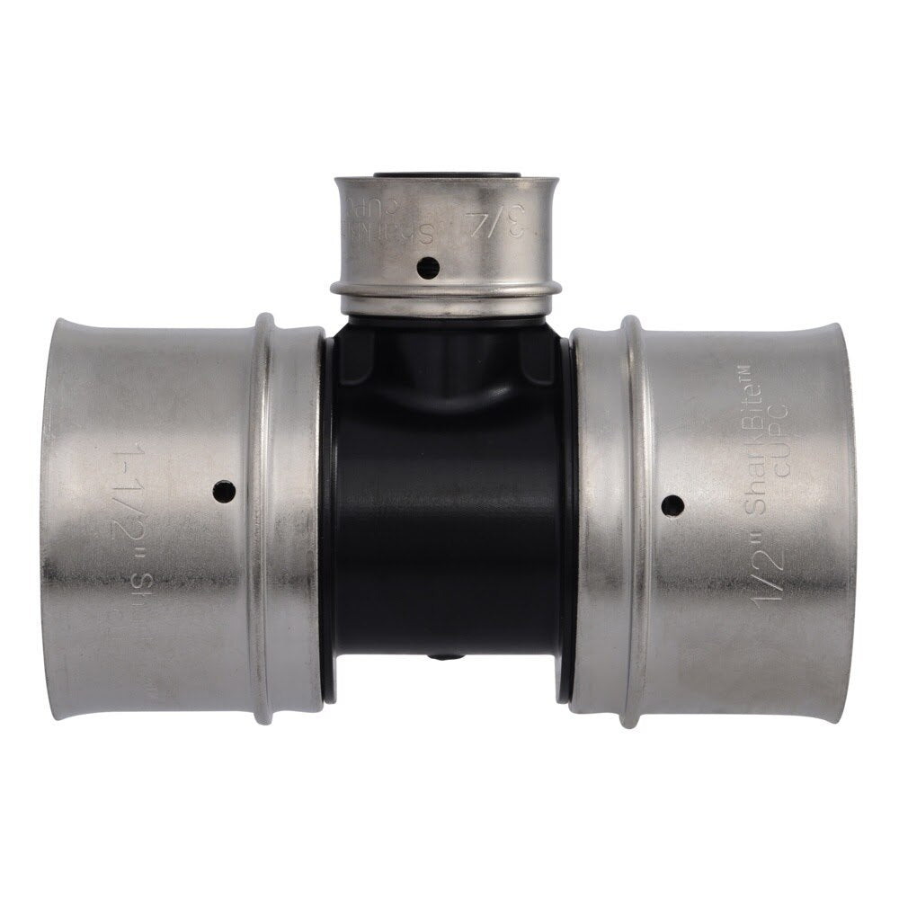 SharkBite UPP08414122 Poly PEX Press Reducing Tee 1-1/2 in. x 1-1/2 in. x 3/4 in. - 3