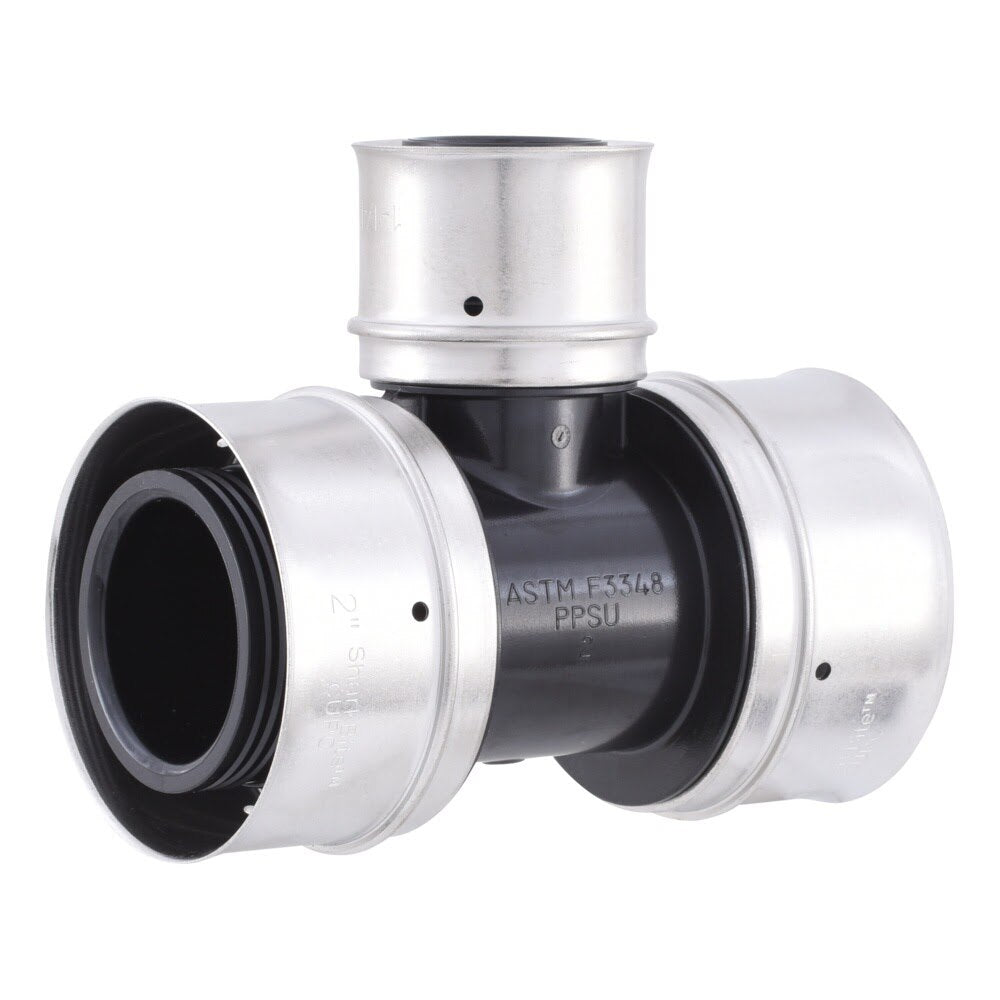 SharkBite UPP08545435 Poly PEX Press Reducing Tee Fitting 2 in. x 2 in. x 1-1/4 in.