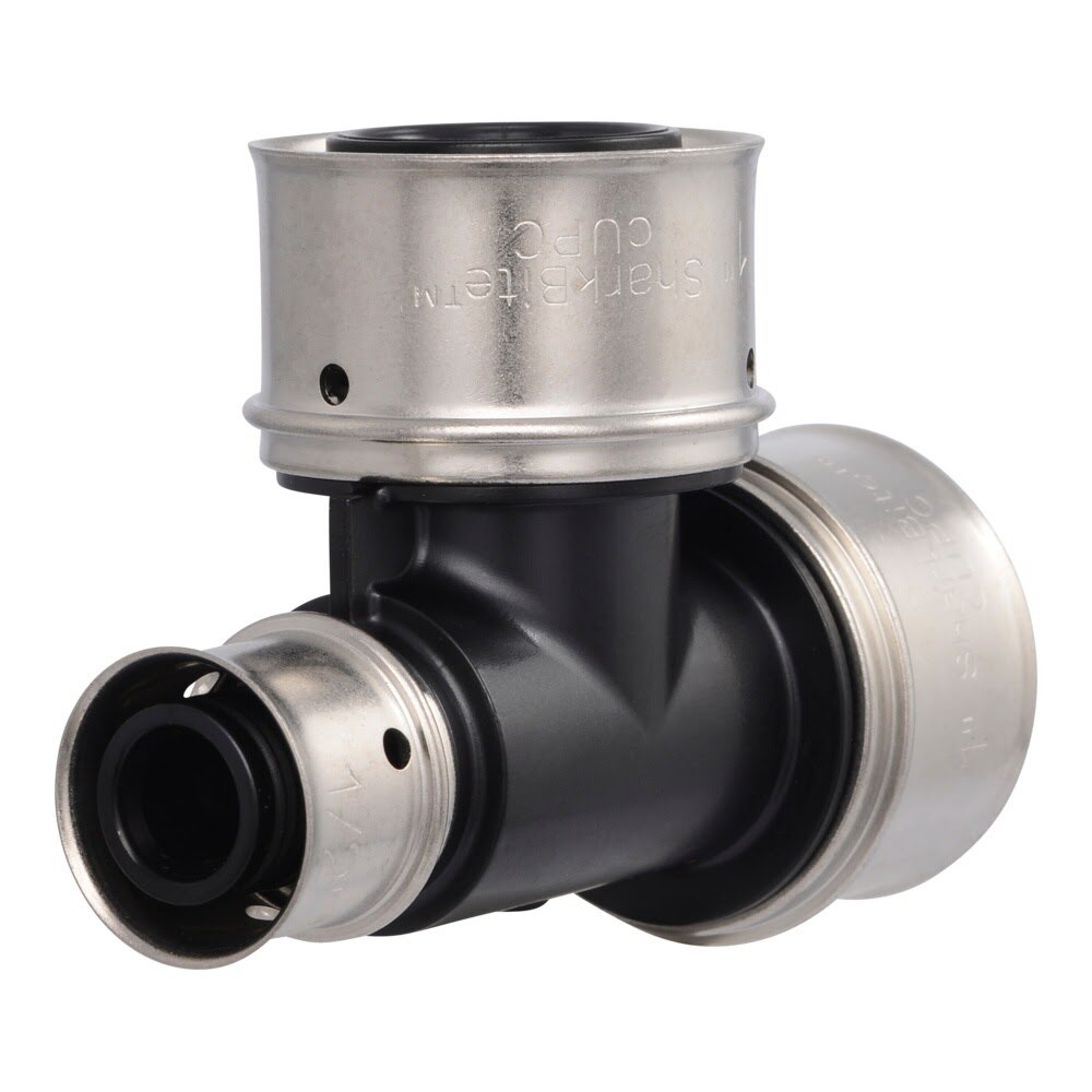 SharkBite UPP420 Poly PEX Press Reducing Tee Plumbing Fitting 1 in. x 1/2 in. x 1 in.