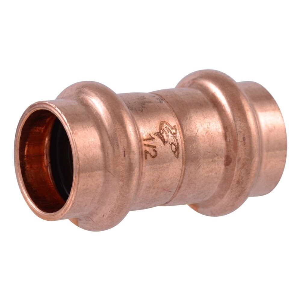 SharkBite UPR008X5 1/2 in. Copper Press Coupling with Stop for Copper Pipe (5 Pack)