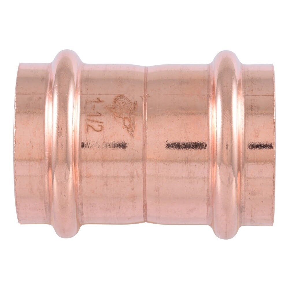 SharkBite UPR0141X2 1-1/2 in. Copper Press Coupling with Stop for Copper Pipe (2 Pack) - 3