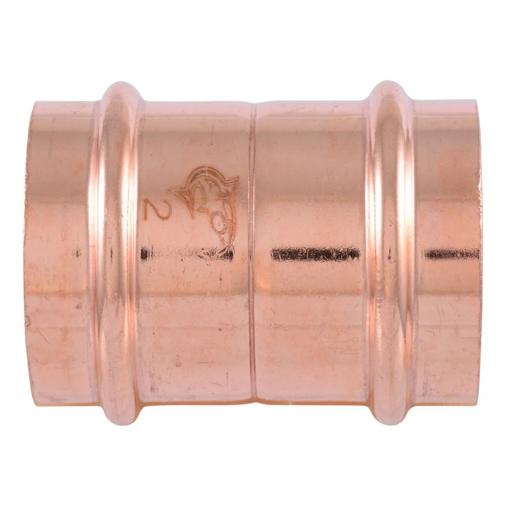 SharkBite UPR0154X2 2 in Copper Press Coupling with Stop for Copper Pipe (2 Pack) - 3