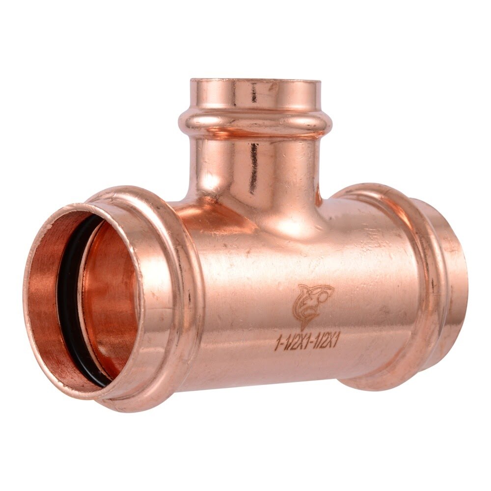 SharkBite UPR08414128X4 1-1/2 in. x 1-1/2 in. x 1 in. Copper Press Reducing Tee (4 Pack)