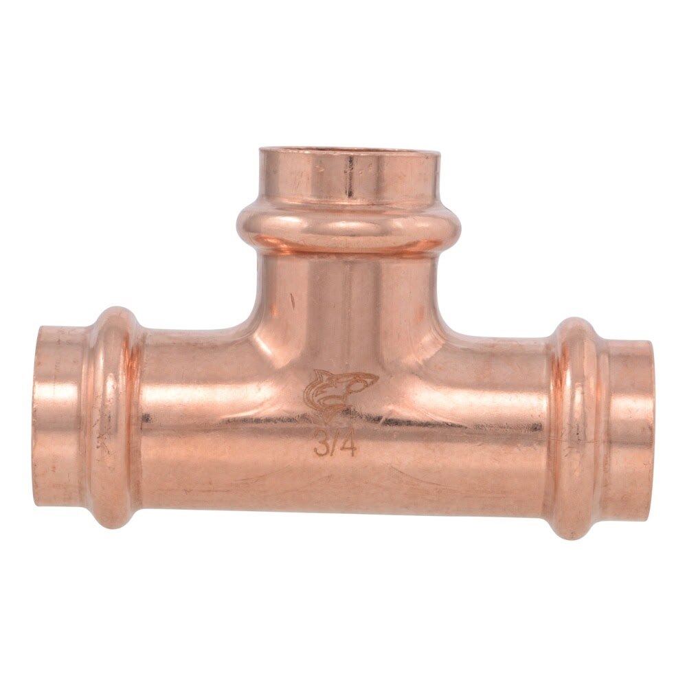SharkBite UPR370X5 3/4 in x 3/4 in x 3/4 in Copper Press Tee for Branching Water Lines (5 Pack) - 3