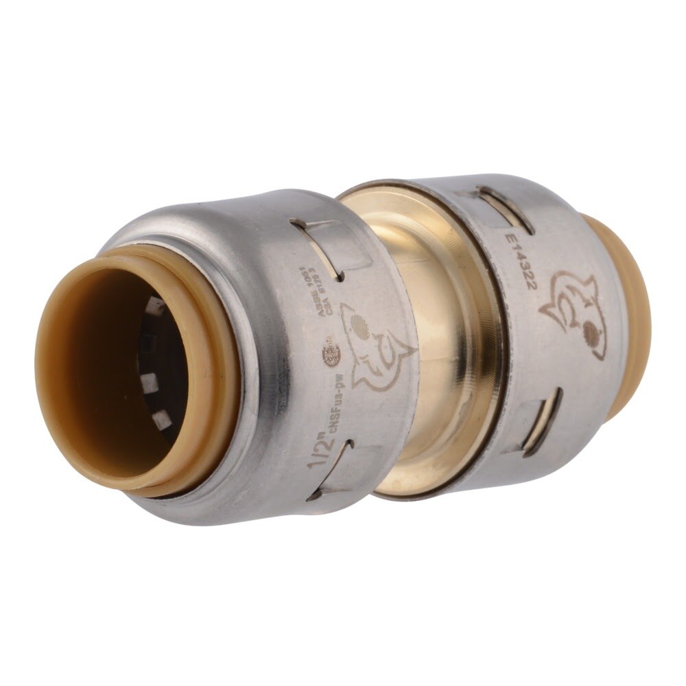 SharkBite UR008A 1/2 in. x 1/2 in. Max Brass Push to Connect Coupling Fitting