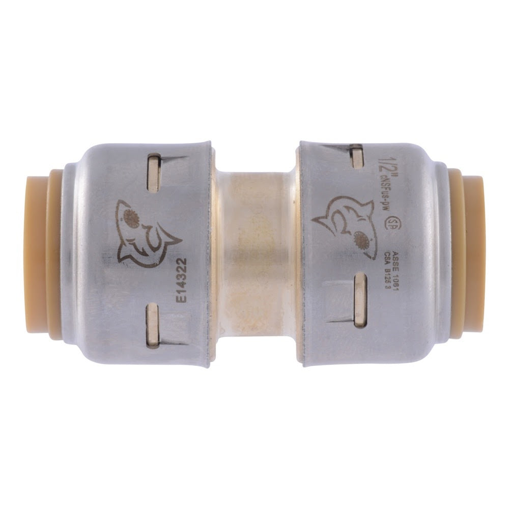 SharkBite UR008A 1/2 in. x 1/2 in. Max Brass Push to Connect Coupling Fitting - 2