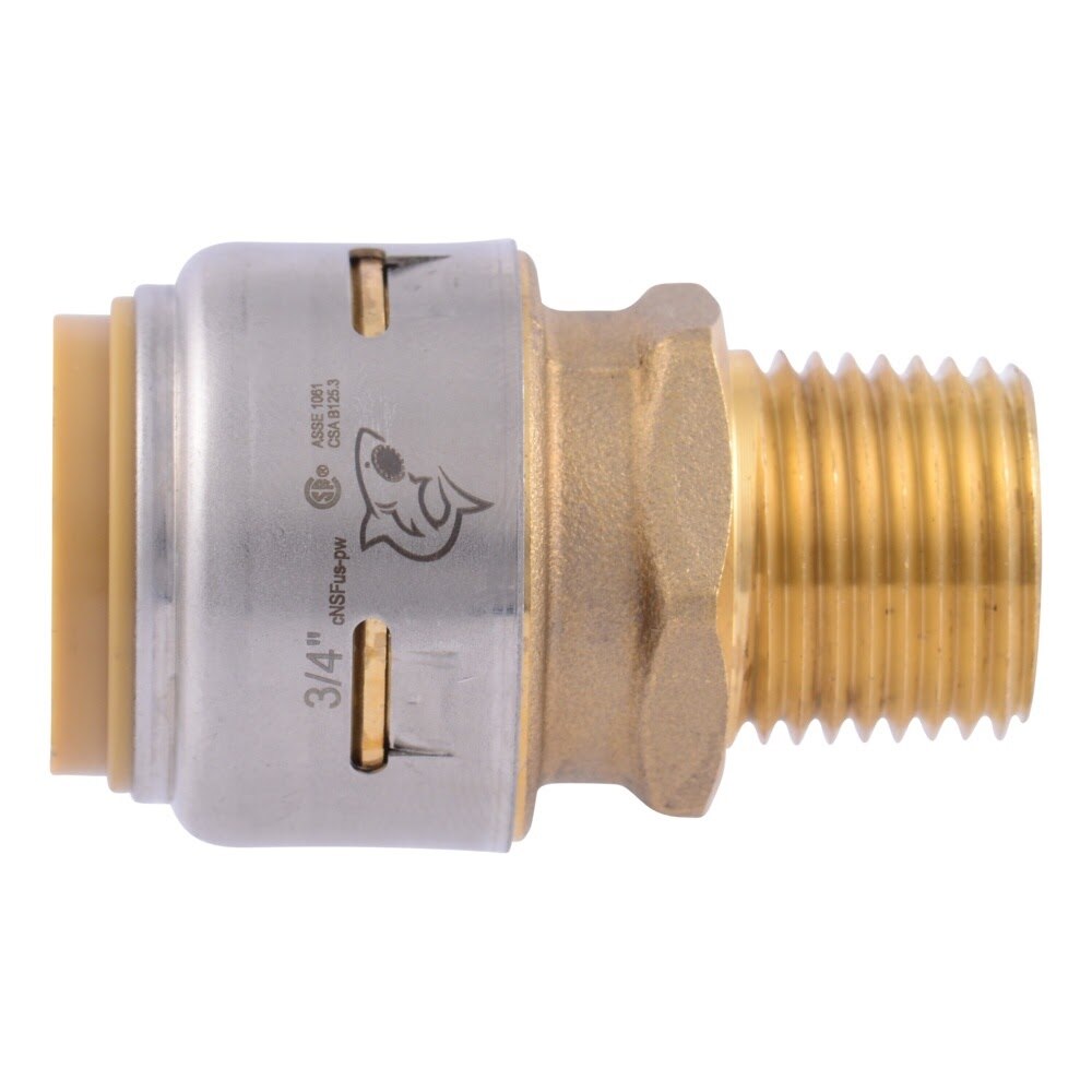 SharkBite UR138A 3/4 in. x 1/2 in. Brass Push-to-Connect x MNPT Bullnose Adapter Fitting - 2