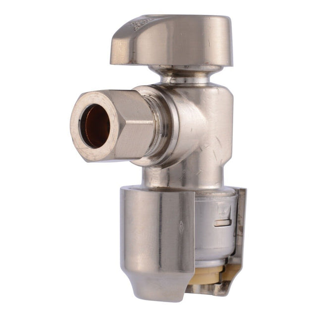 SharkBite UR23036BN 1/2 in. Push-to-Connect x 3/8 in. Compression Brushed Nickel Angle Stop Valve