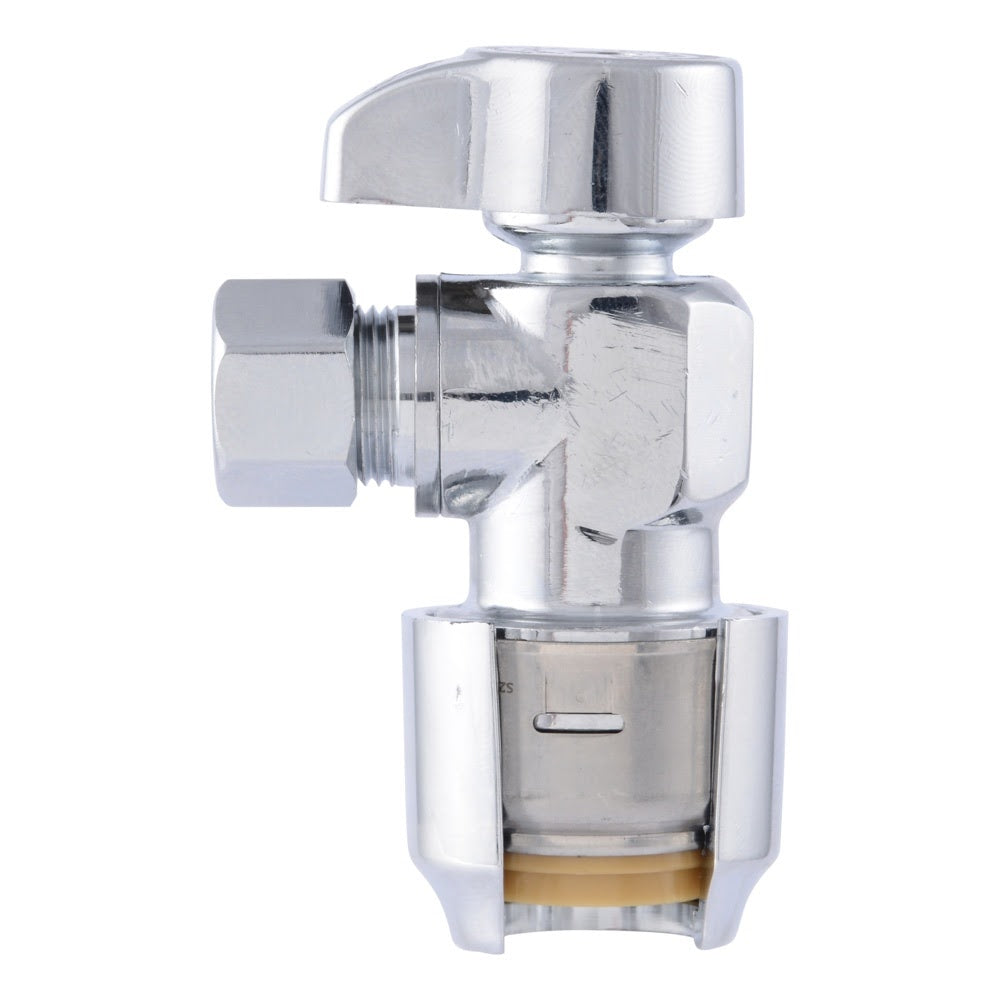 SharkBite UR23036 1/2 in. Push-to-Connect x 3/8 in. OD Compression Quarter Turn Angle Stop Valve - 2