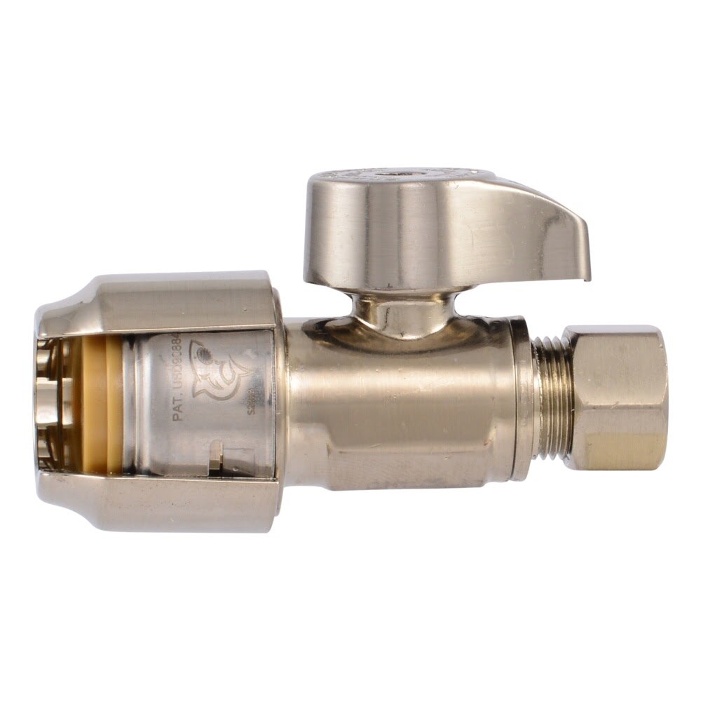 SharkBite UR23037BN 1/2 in. Push-to-Connect x 3/8 in. Compression Brushed Nickel Straight Stop Valve - 2
