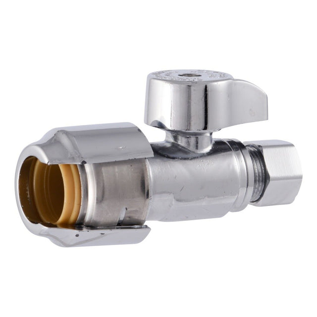SharkBite UR23037 1/2 in. Push to Connect x 3/8 in. Compression Quarter Turn Straight Stop Valve