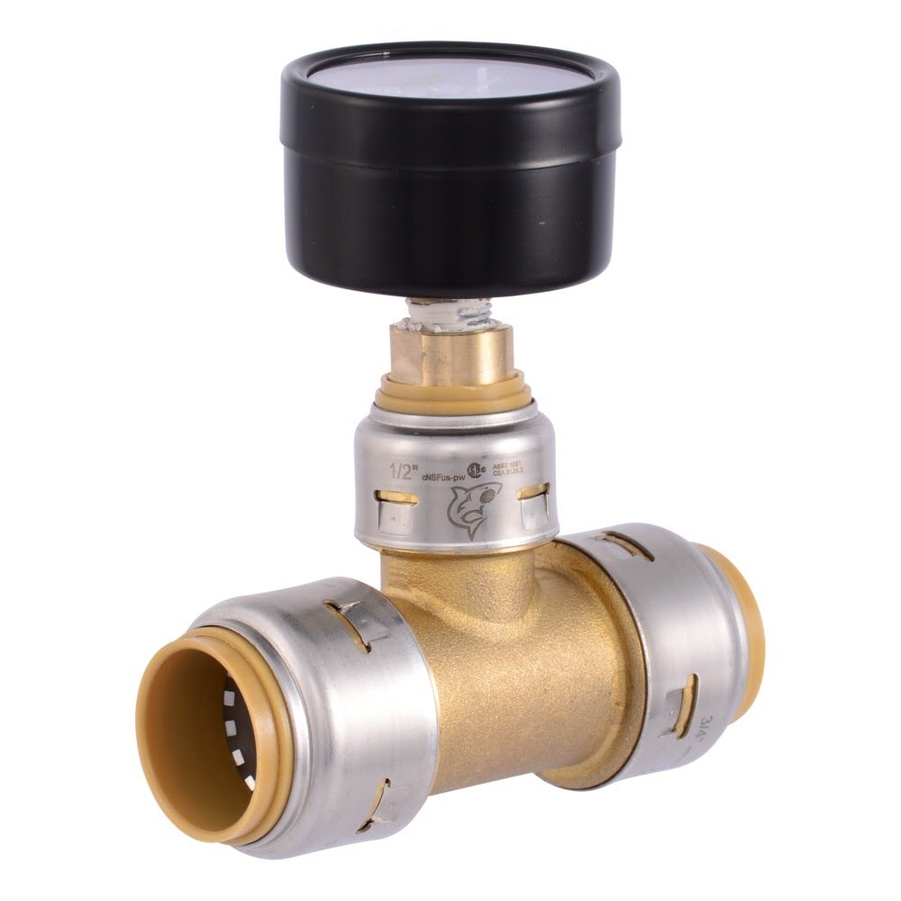 SharkBite UR24438 3/4 in. Lead-Free Push-to-Connect Pressure Gauge Assembly with Max Tee