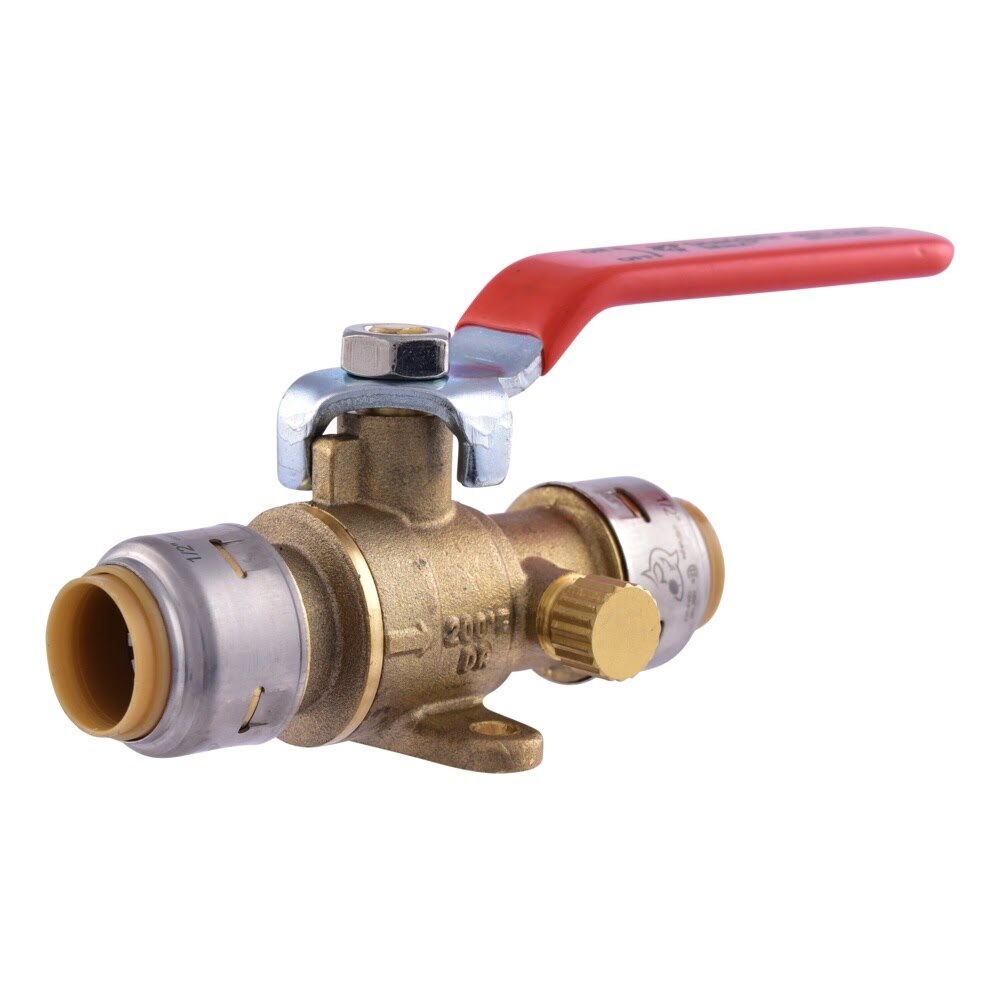 SharkBite UR24615 1/2 in. x 1/2 in. Max Push to Connect Ball Valve with Drain and Mounting Bracket