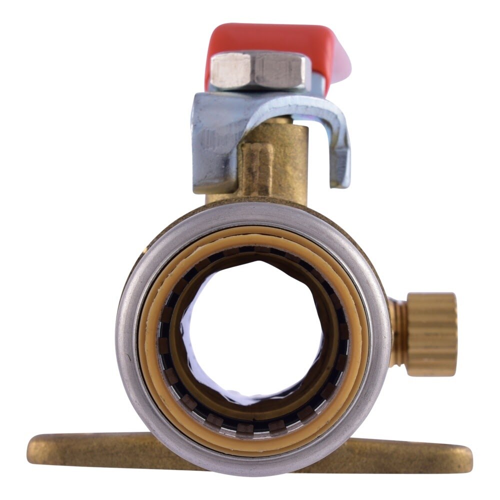 SharkBite UR24616 3/4 in. x 3/4 in. Max Brass Push-to-Connect Ball Valve with Drain and Bracket - 3