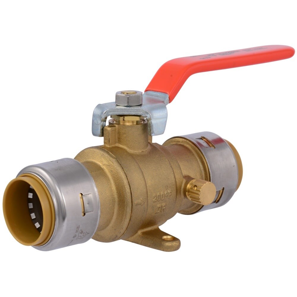 SharkBite UR24617 1 in x 1 in Max Quarter Turn Ball Valve with Drain and Mounting Bracket