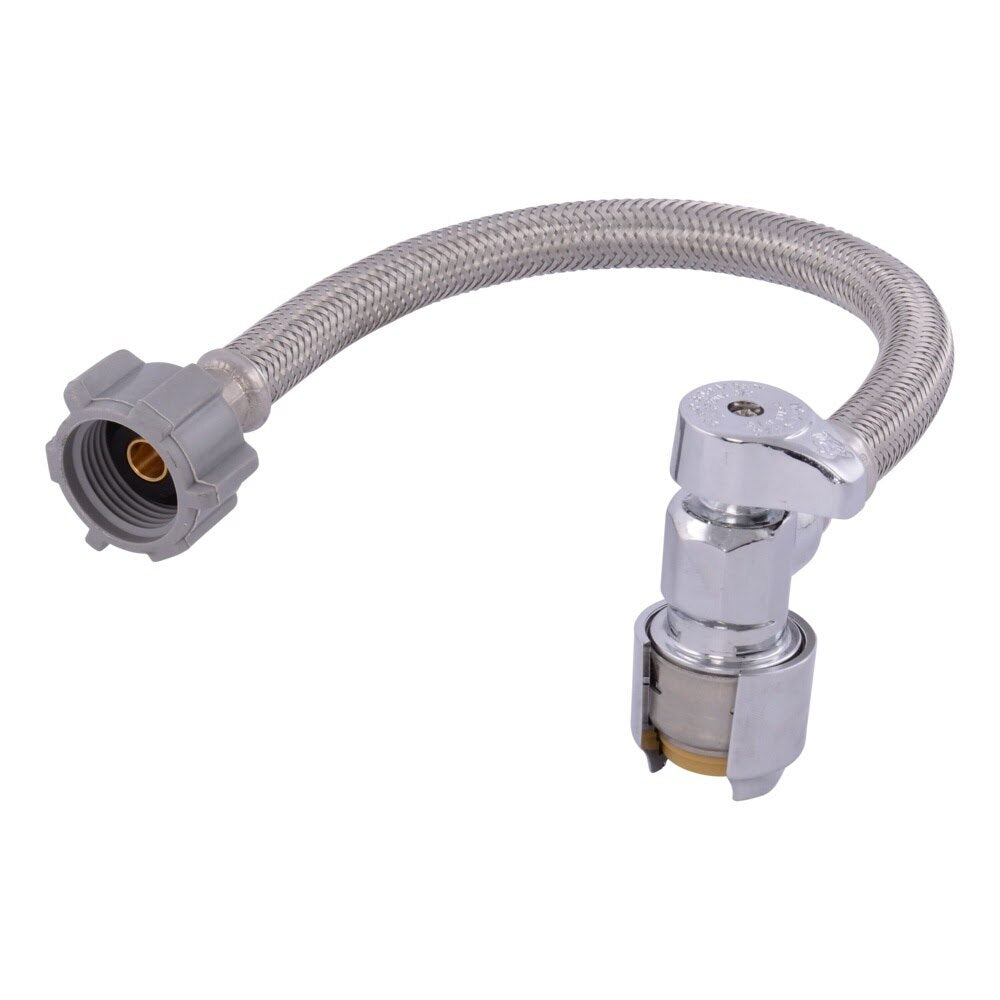 SharkBite UR24656 1/2 in. x 7/8 in. x 12 in. Max Braided Toilet Connector with Angle Stop Valve
