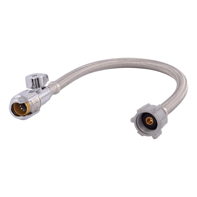 SharkBite UR24686 1/2 in x 7/8 in Ballcock x 16 in Braided Toilet Connector with Straight Stop Valve