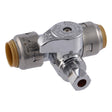 SharkBite UR24983A 1/2 in. Push-to-Connect x 1/2 in. Push-to-Connect x 1/4 in. OD Compression Chrome-Plated Brass Service Stop Tee