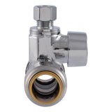 SharkBite UR24983A 1/2 in. Push-to-Connect x 1/2 in. Push-to-Connect x 1/4 in. OD Compression Chrome-Plated Brass Service Stop Tee - 3