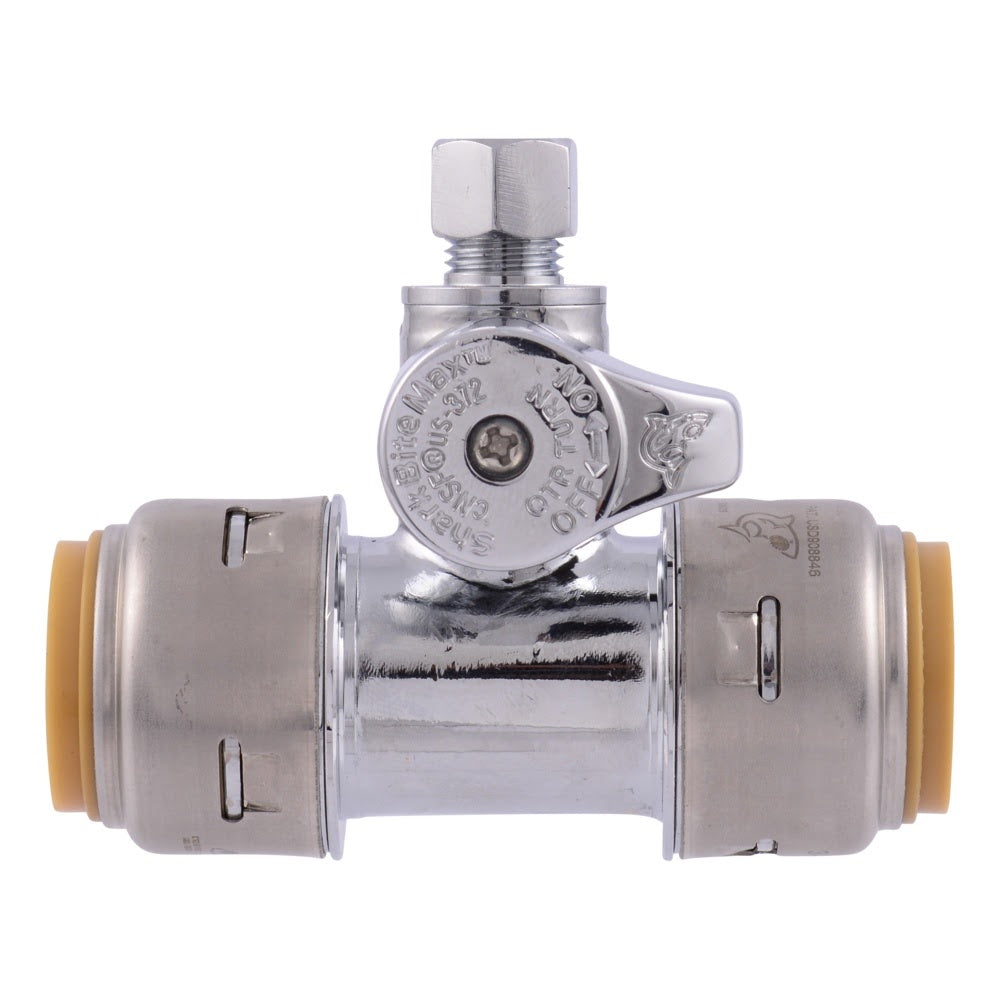 SharkBite UR24985A 3/4 in. Push-to-Connect Service Stop Tee with 1/4 in. OD Compression Outlet - 2