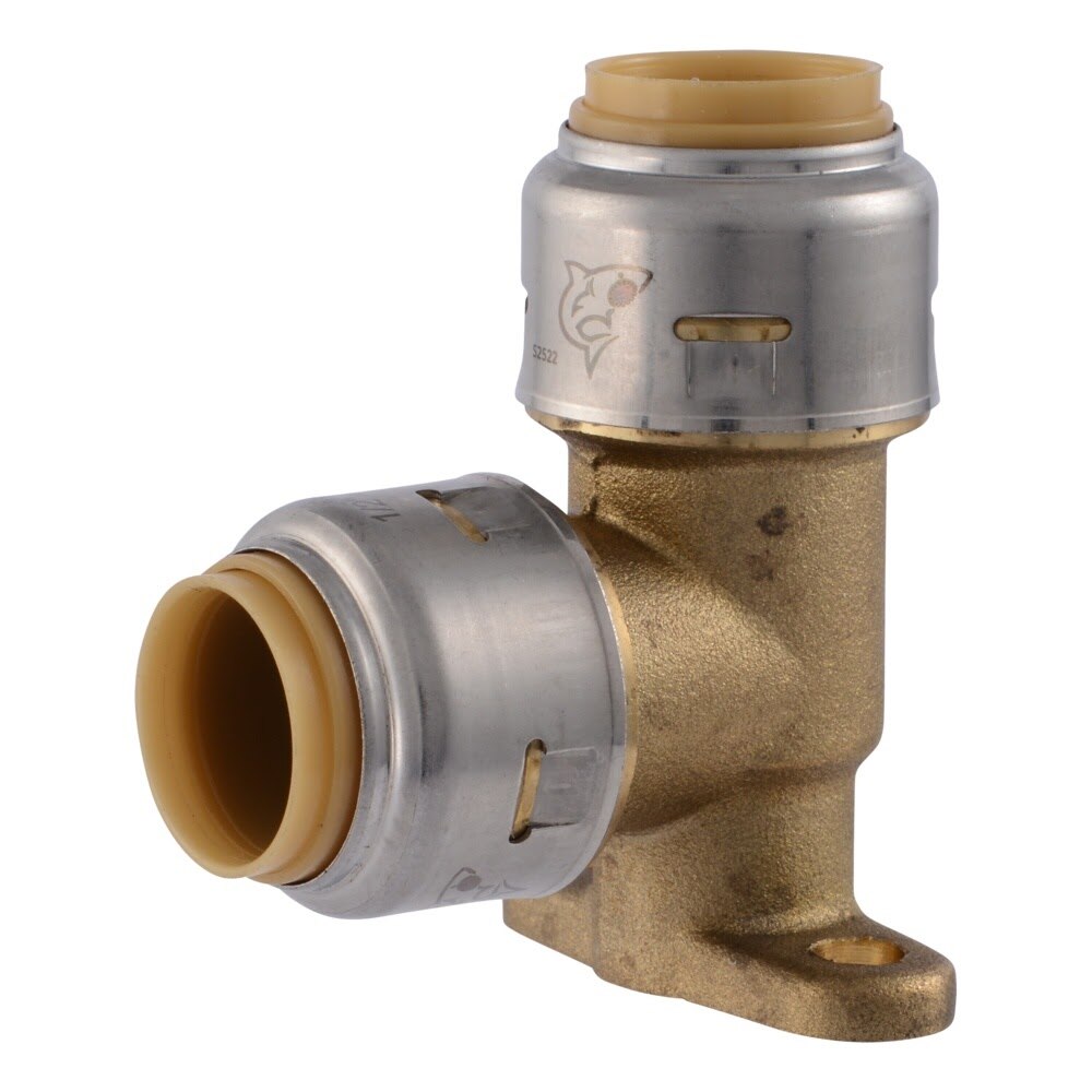 SharkBite UR249A 1/2 in x 1/2 in Push-to-Connect Brass 90 Degree Drop Ear Elbow Fitting
