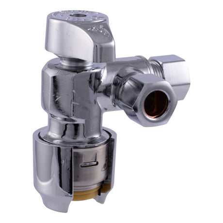 SharkBite UR25558 1/2 in. Push-to-Connect x 3/8 in. OD Compression x 3/8 in. OD Compression Quarter-Turn Angle Dual Outlet Stop Valve