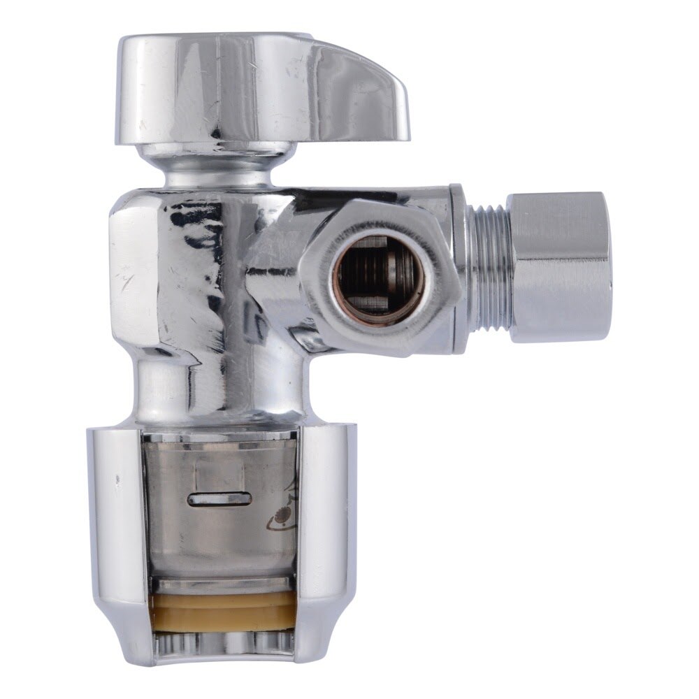 SharkBite UR25558 1/2 in. Push-to-Connect x 3/8 in. OD Compression x 3/8 in. OD Compression Quarter-Turn Angle Dual Outlet Stop Valve - 2