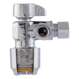 SharkBite UR25558 1/2 in. Push-to-Connect x 3/8 in. OD Compression x 3/8 in. OD Compression Quarter-Turn Angle Dual Outlet Stop Valve - 2