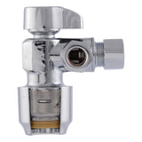 SharkBite UR25558 1/2 in. Push-to-Connect x 3/8 in. OD Compression x 3/8 in. OD Compression Quarter-Turn Angle Dual Outlet Stop Valve - 2