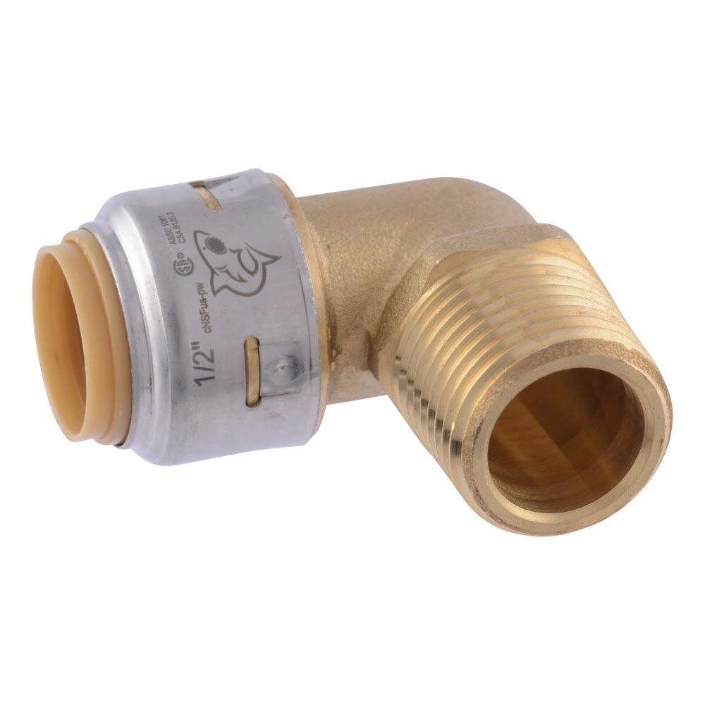 SharkBite UR280A 1/2 in. x 1/2 in. Max Push to Connect Lead Free Brass Male Adapter Elbow