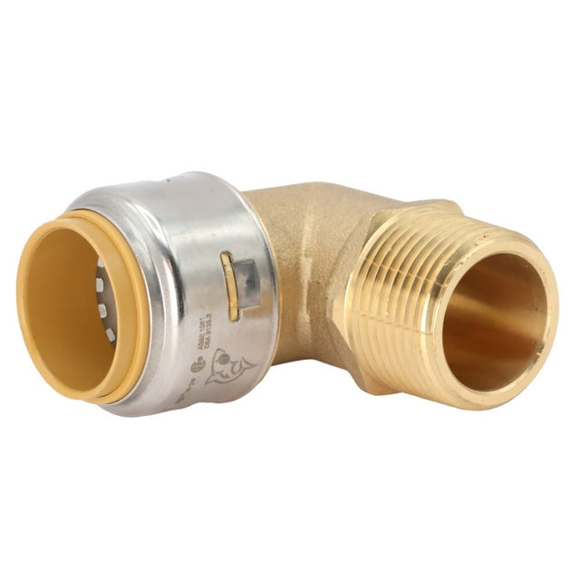 SharkBite UR286A 3/4 in. x 3/4 in. Max Push to Connect Brass Male NPT 90 Degree Adapter Elbow