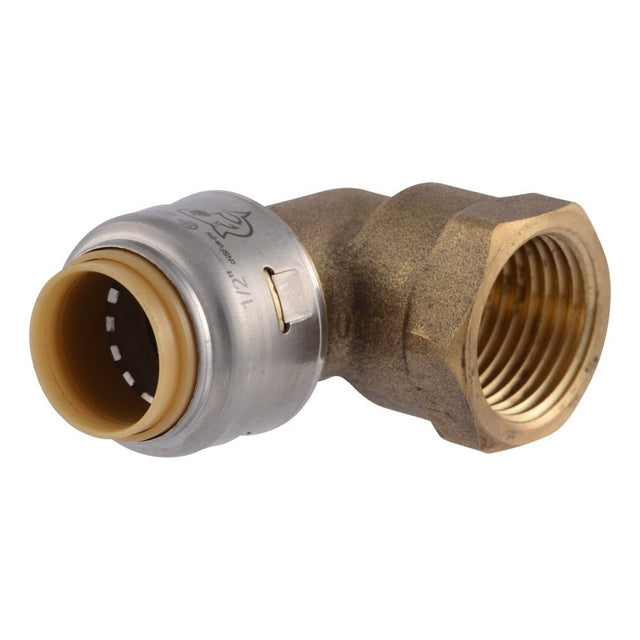 SharkBite UR308A 1/2 in. x 1/2 in. Max Push-to-Connect x FNPT Brass 90 Degree Adapter Elbow