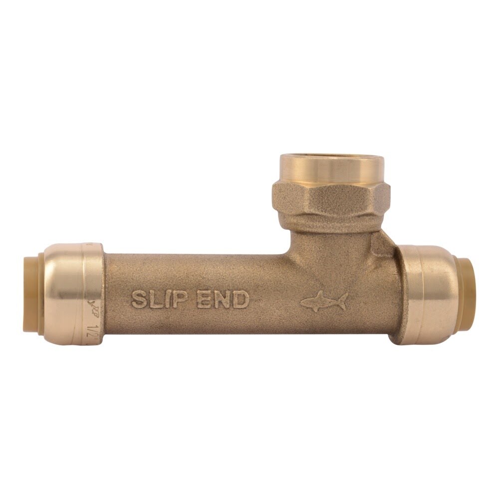 SharkBite UR3482A 1/2 in. x 1/2 in. x 1/2 in. FNPT Female Center Slip Tee Push to Connect Brass Fitting - 2
