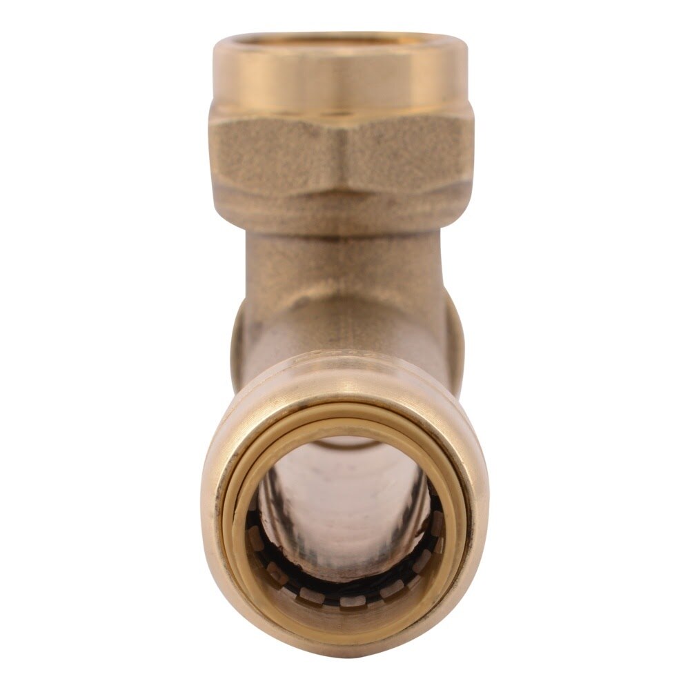 SharkBite UR3482A 1/2 in. x 1/2 in. x 1/2 in. FNPT Female Center Slip Tee Push to Connect Brass Fitting - 3