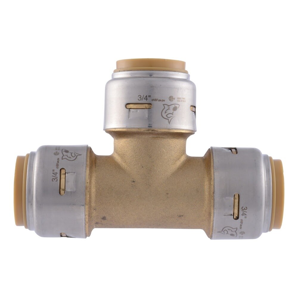 SharkBite UR370A 3/4 in. x 3/4 in. x 3/4 in. Max Push-to-Connect Brass Tee Fitting - 2