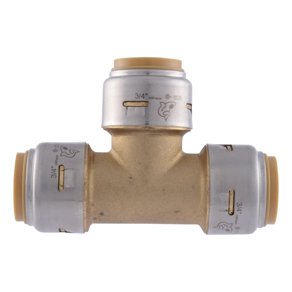 SharkBite UR370A 3/4 in. x 3/4 in. x 3/4 in. Max Push-to-Connect Brass Tee Fitting - 2
