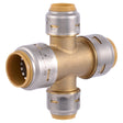 SharkBite UR380A Max 3/4 in x 3/4 in x 1/2 in x 1/2 in Push to Connect Brass Cross Tee Fitting