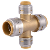 SharkBite UR380A Max 3/4 in x 3/4 in x 1/2 in x 1/2 in Push to Connect Brass Cross Tee Fitting