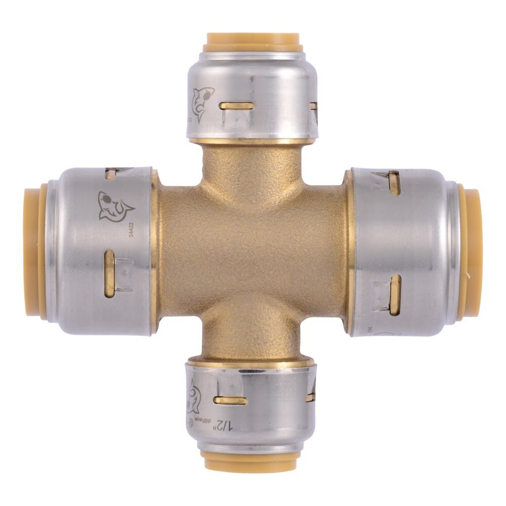 SharkBite UR380A Max 3/4 in x 3/4 in x 1/2 in x 1/2 in Push to Connect Brass Cross Tee Fitting - 2