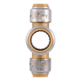 SharkBite UR380A Max 3/4 in x 3/4 in x 1/2 in x 1/2 in Push to Connect Brass Cross Tee Fitting - 3
