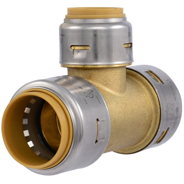 SharkBite UR416A 1 in. x 1 in. x 3/4 in. Max Push to Connect Brass Reducing Tee Fitting
