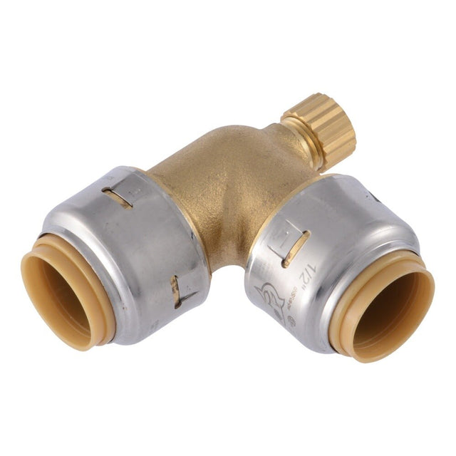 SharkBite UR5248A 1/2 in. x 1/2 in. Max 90 Degree Push to Connect Elbow with 1/8 in. NPSM Drain