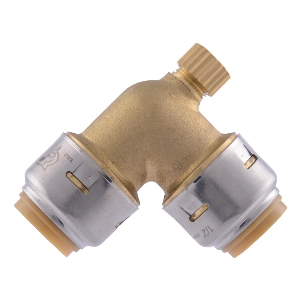 SharkBite UR5248A 1/2 in. x 1/2 in. Max 90 Degree Push to Connect Elbow with 1/8 in. NPSM Drain - 2