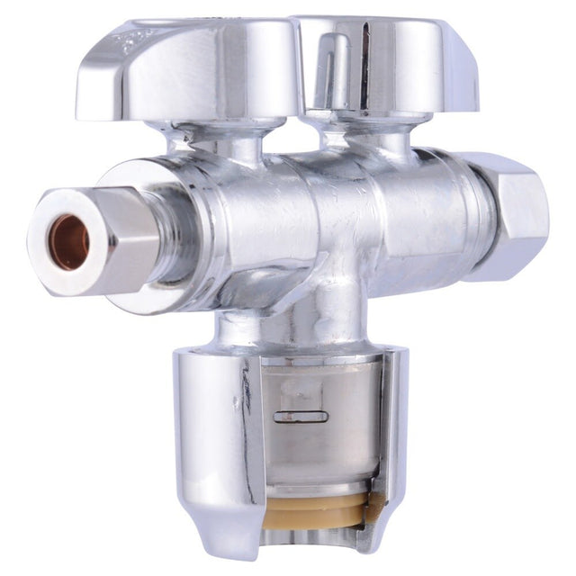 SharkBite URDS123814 1/2 in. Push-to-Connect x 3/8 in. OD x 1/4 in. OD Compression Dual Stop Valve