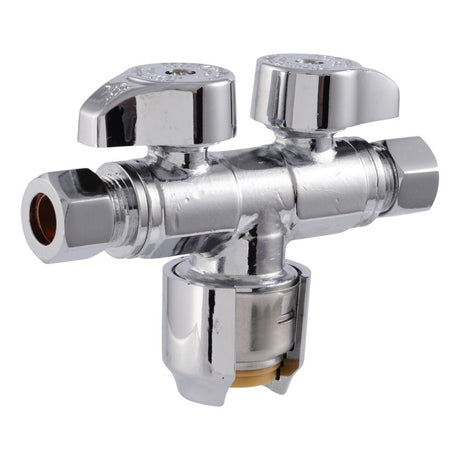 SharkBite URDS123838 1/2 in. Push-to-Connect x 3/8 in. OD Compression x 3/8 in. OD Compression Dual Stop Valve