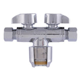 SharkBite URDS123838 1/2 in. Push-to-Connect x 3/8 in. OD Compression x 3/8 in. OD Compression Dual Stop Valve - 2