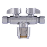 SharkBite URDS123838 1/2 in. Push-to-Connect x 3/8 in. OD Compression x 3/8 in. OD Compression Dual Stop Valve - 2