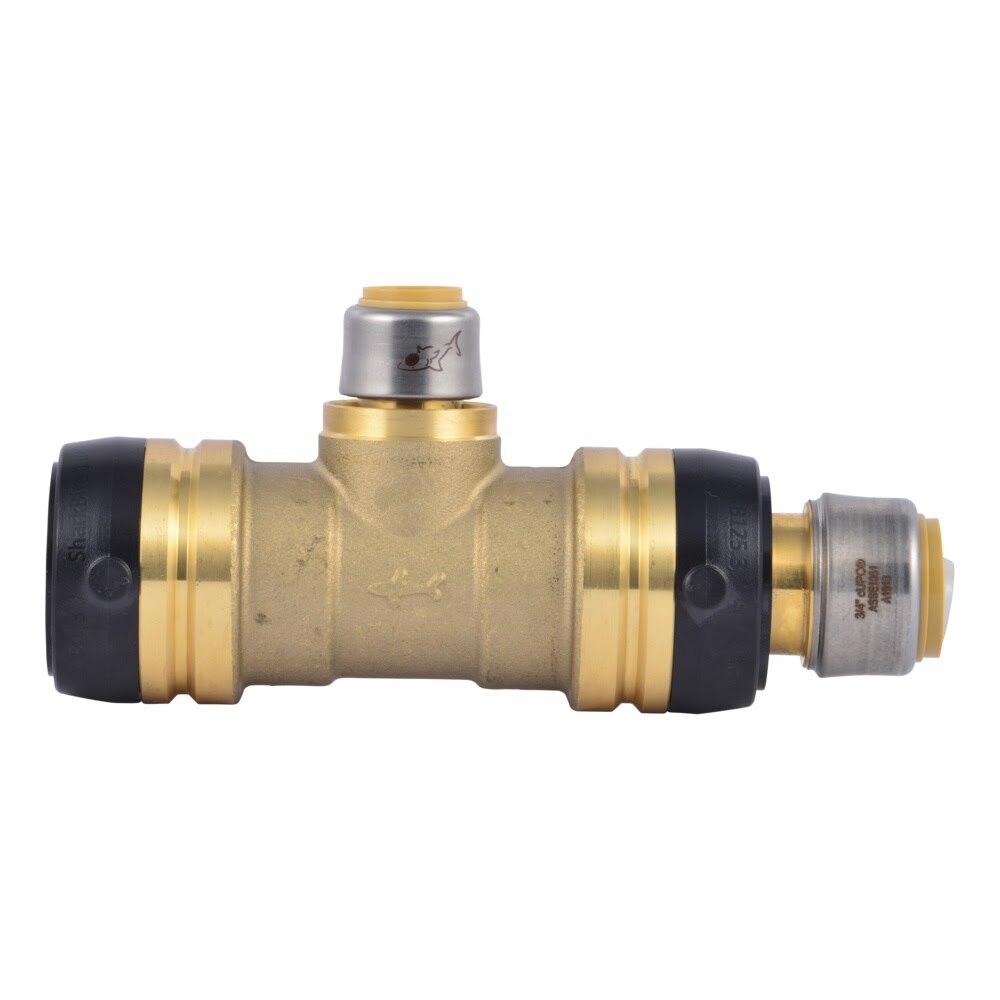 SharkBite UXL08352216 1-1/4 in. x 3/4 in. x 1/2 in. Lead-Free Brass Push-to-Connect Reducing Tee - 2